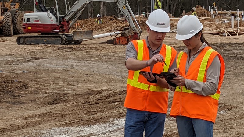 Team conducting environmental inspection to ensure construction is following requirements.